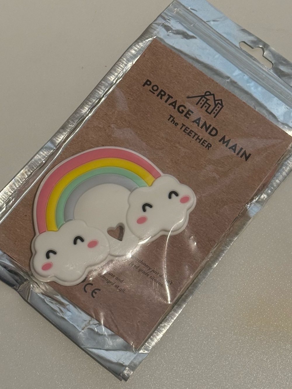 Portage and Main Rainbow Cloud Baby Teether – White & Multicolor